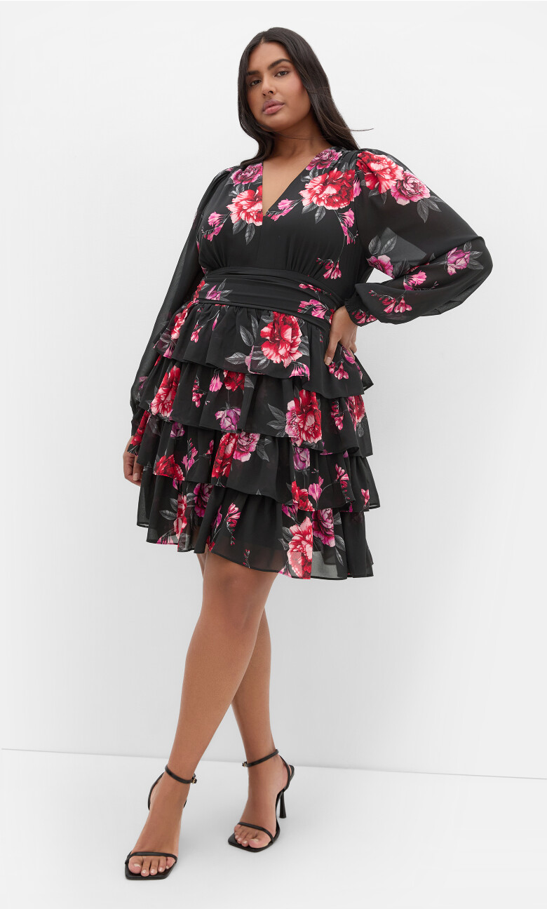Plus Size DRESS JULIETTE PRT - Red