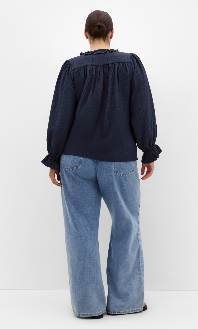Marena Long Sleeve Top - navy