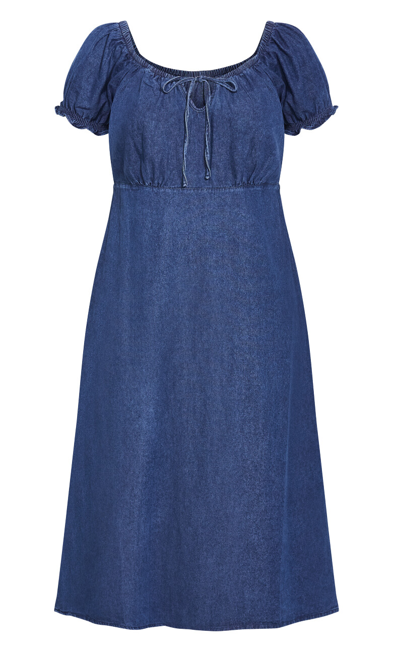 Freya Denim Midi Dress - dark wash