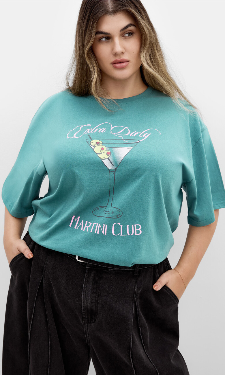 Plus Size TEE OVERSIZED PRT - Martini Prt
