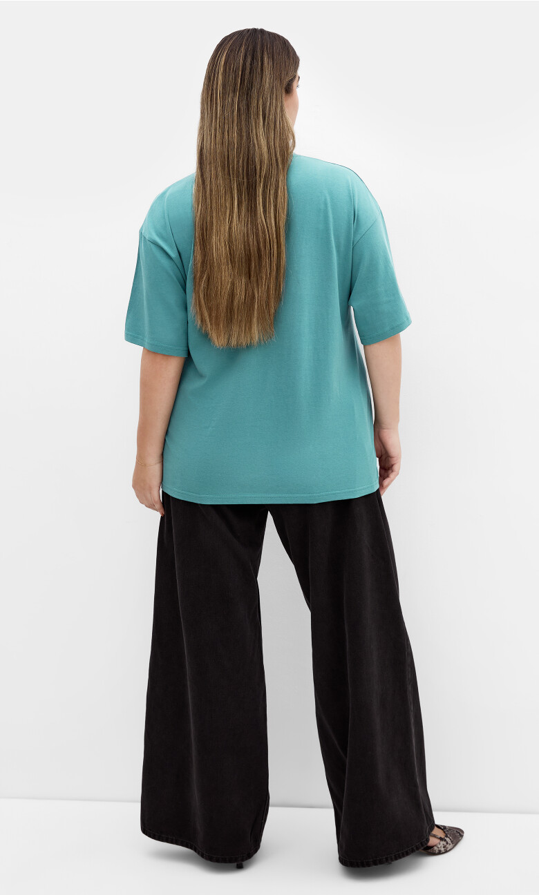 Oversized Print Tee - light teal