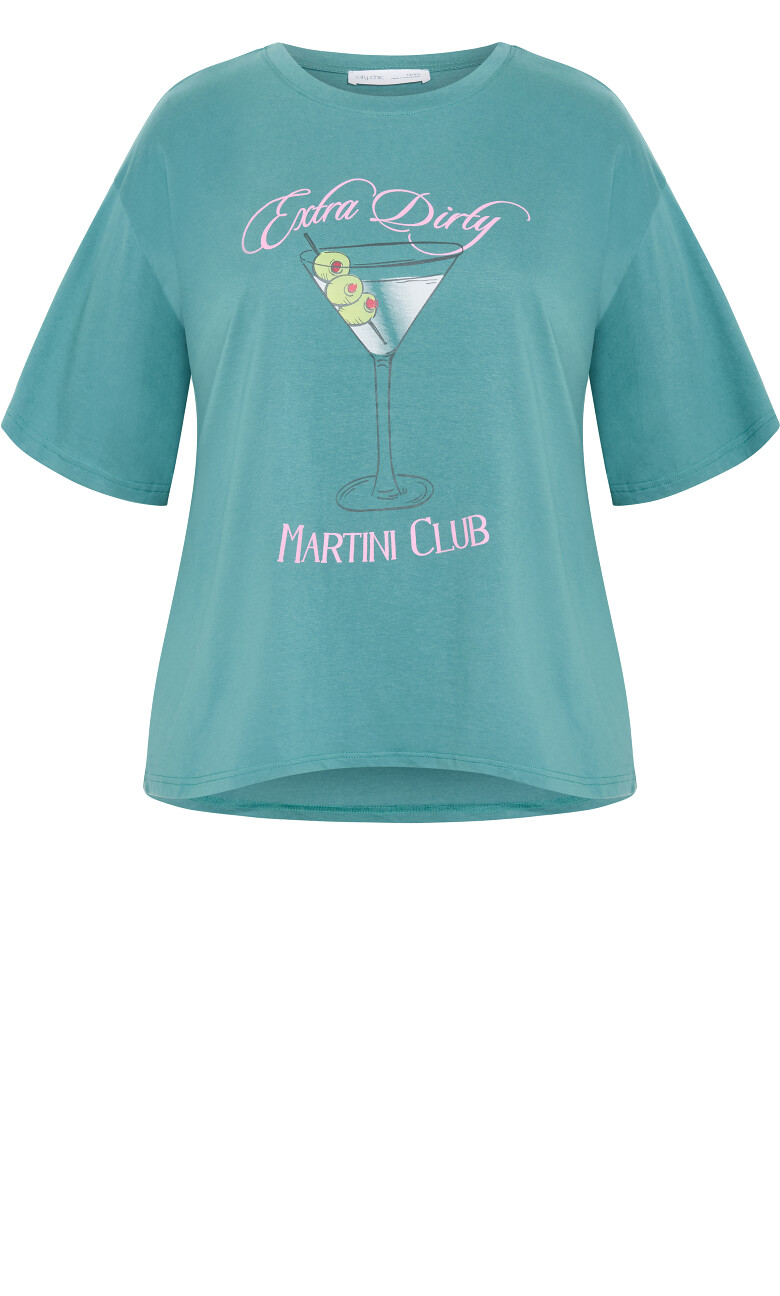 Oversized Print Tee - light teal