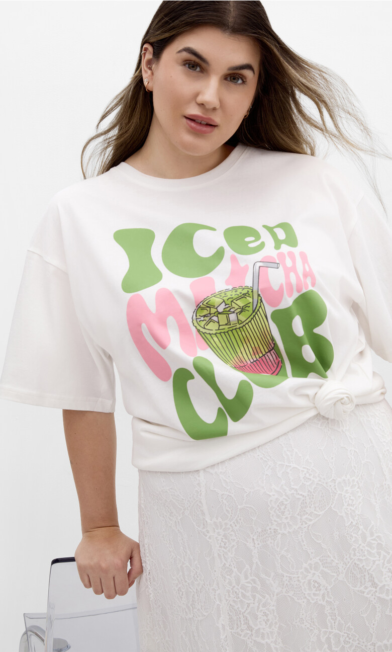 Plus Size TEE OVERSIZED PRT - Matcha Prt