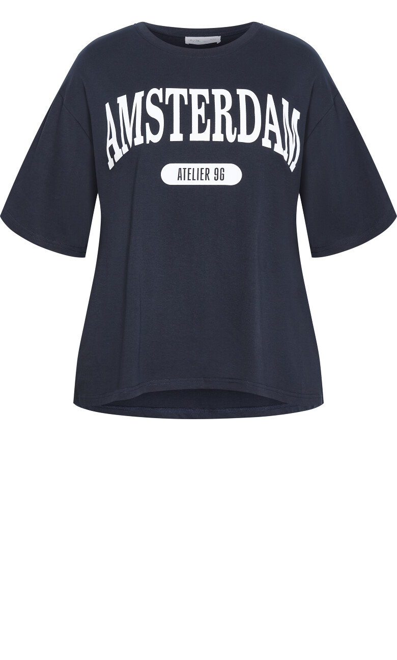 Oversized Amsterdam Print Tee - navy