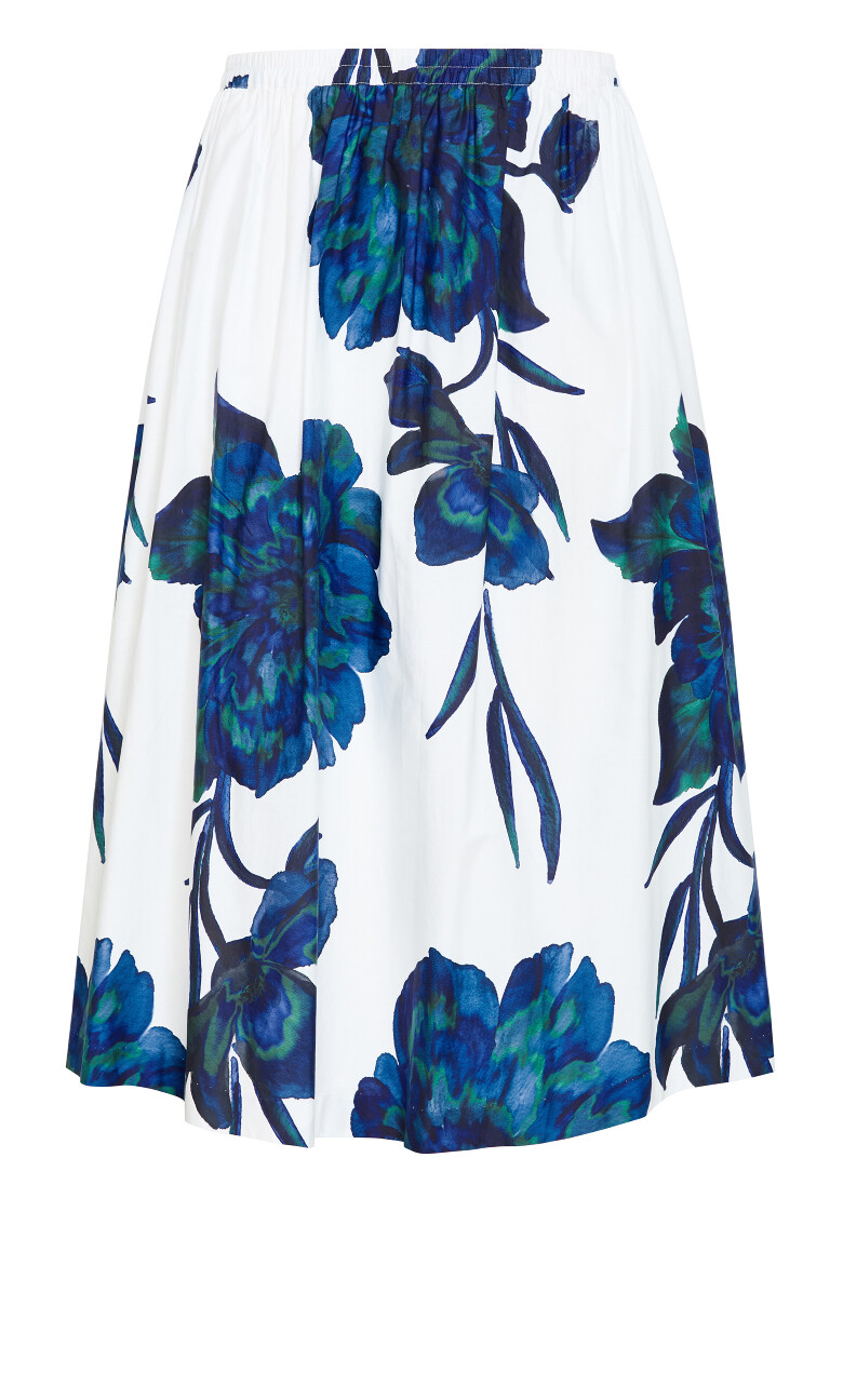Holiday Print Midi Skirt - white