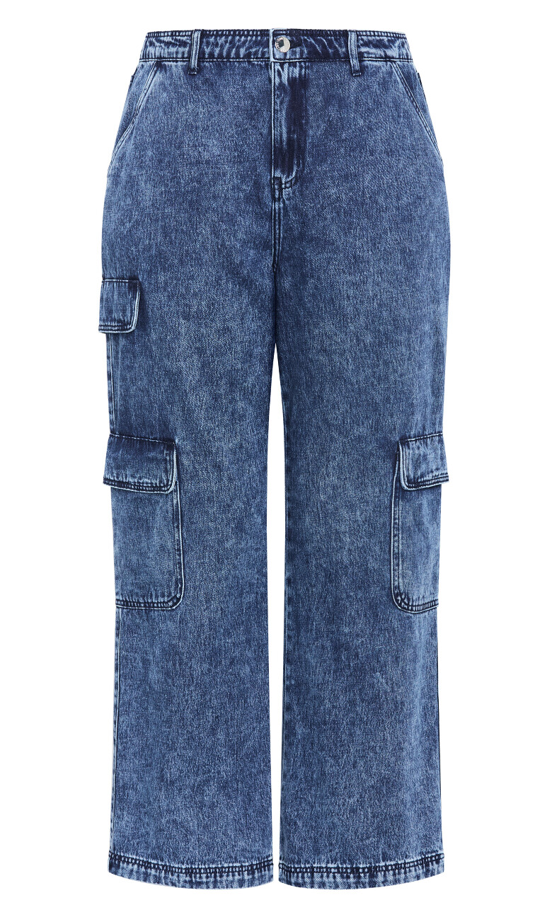 Harley Fit Cargo Detail Jean - mid wash