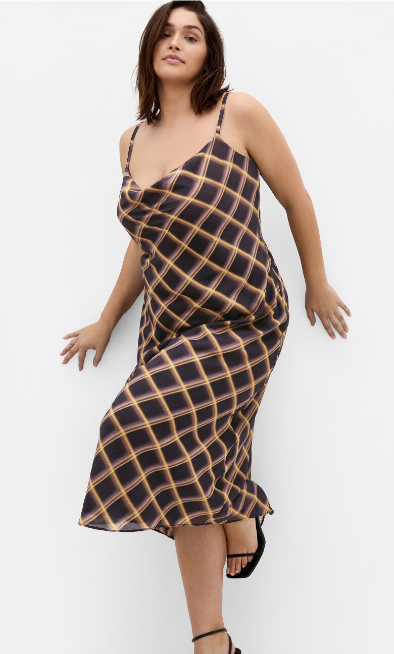 Plus Size Kyra Check Dress - dark charcoal
