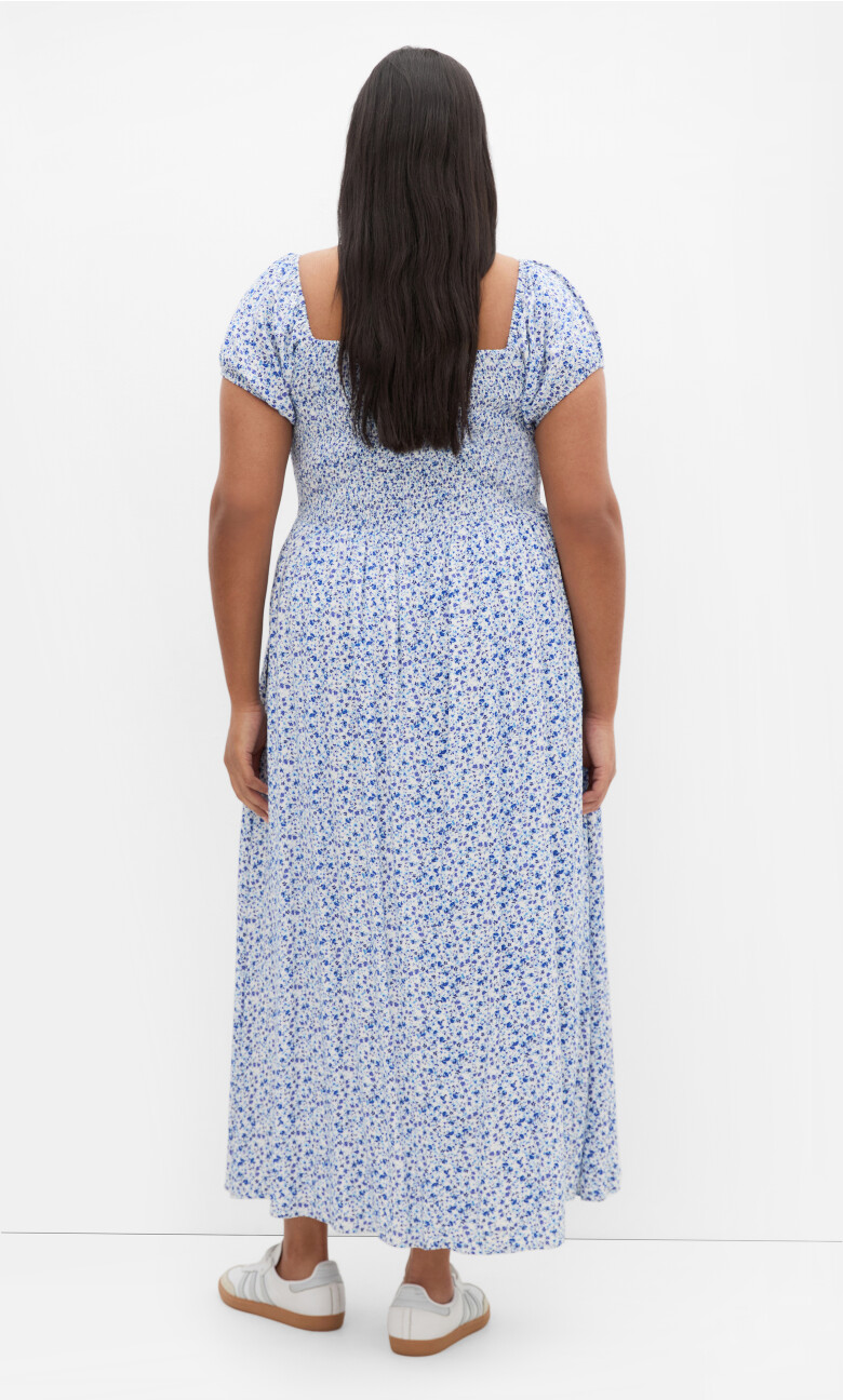 Abbie Print Maxi Dress - white