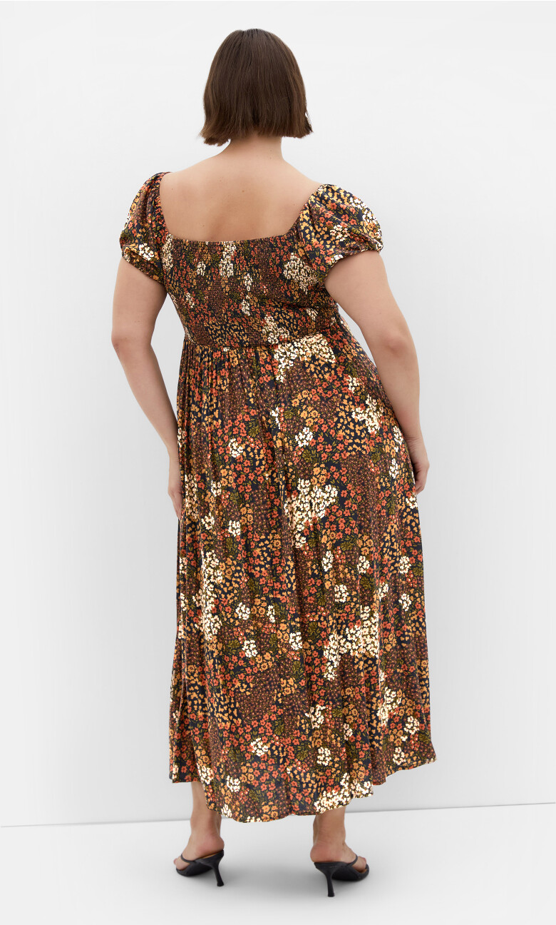 Abbie Print Maxi Dress - mocha
