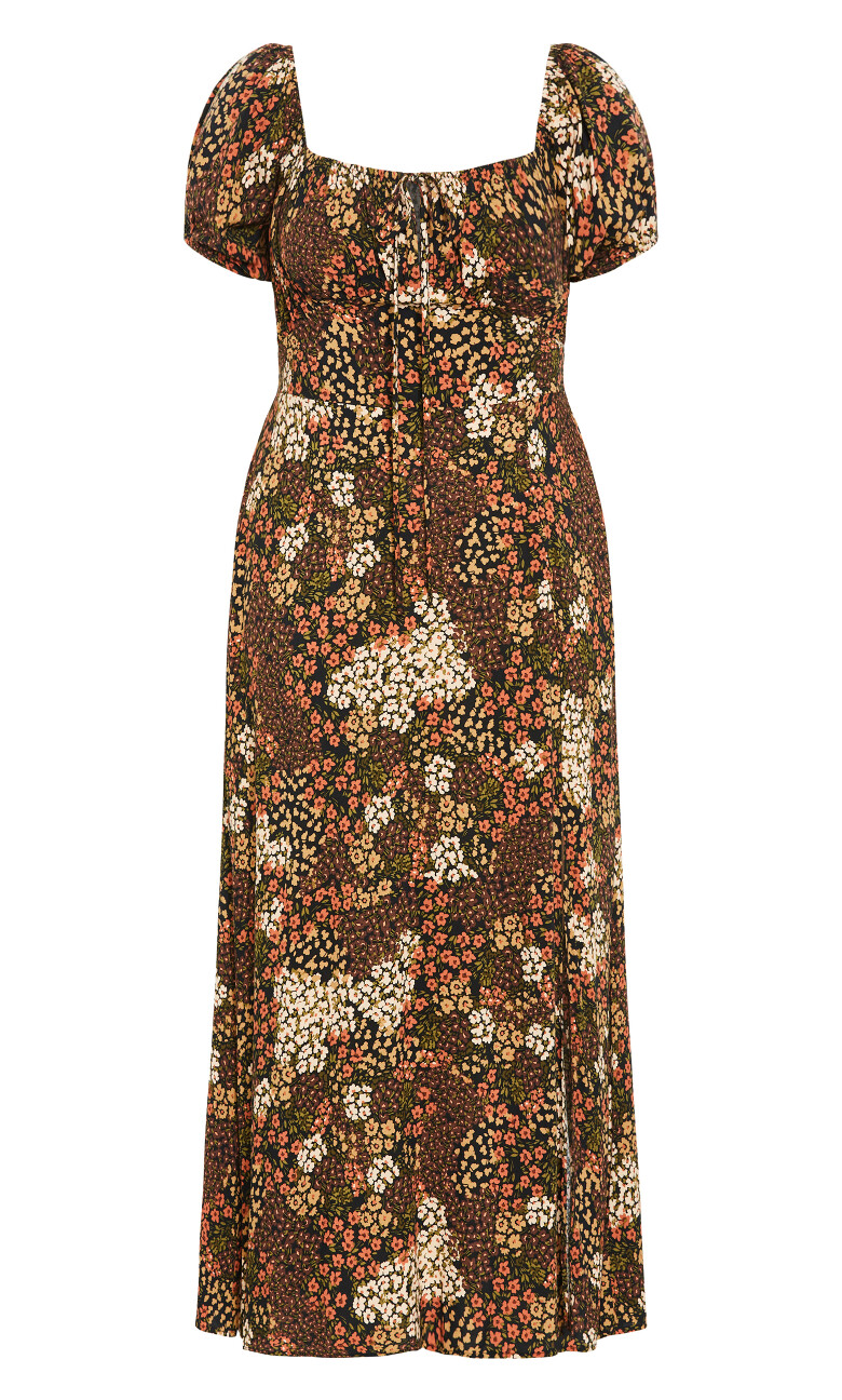 Abbie Print Maxi Dress - mocha