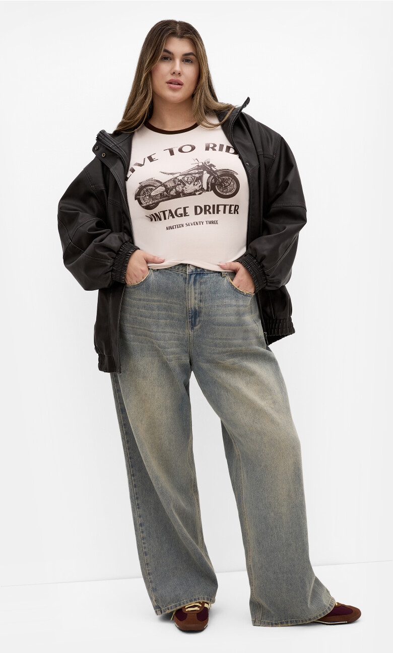 Micro Vintage Print Tee - oat