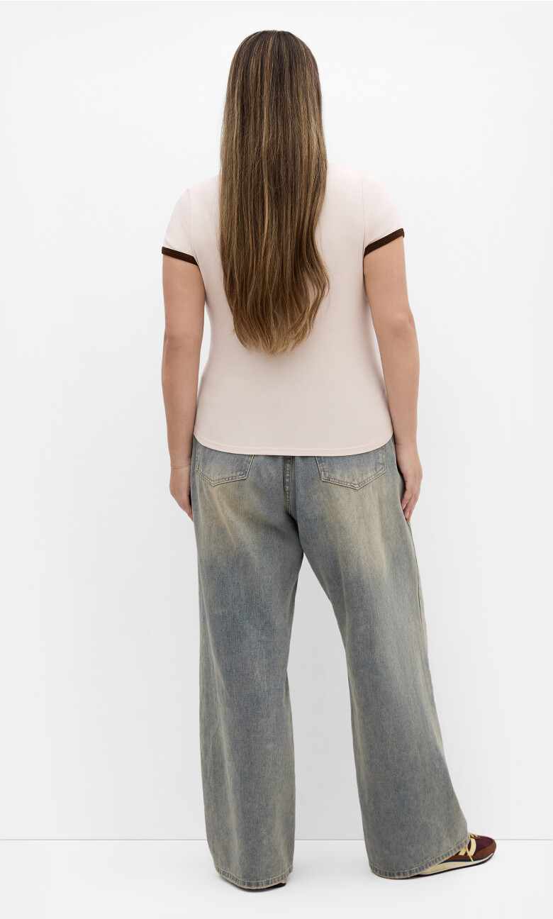 Micro Vintage Print Tee - oat