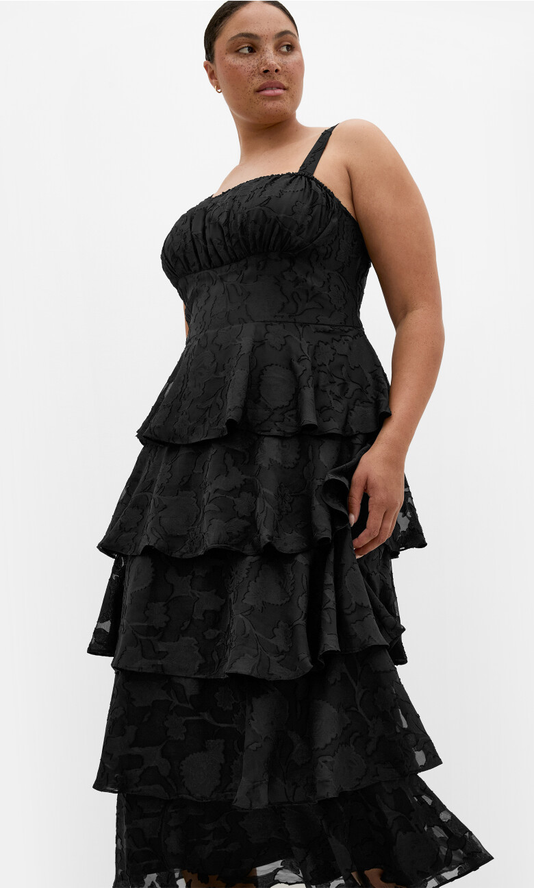Daniela Ruffle Tier Dress - black