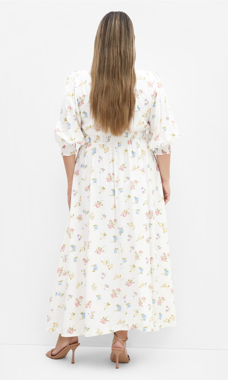 Jolene Floral Print Maxi Dress - ivory