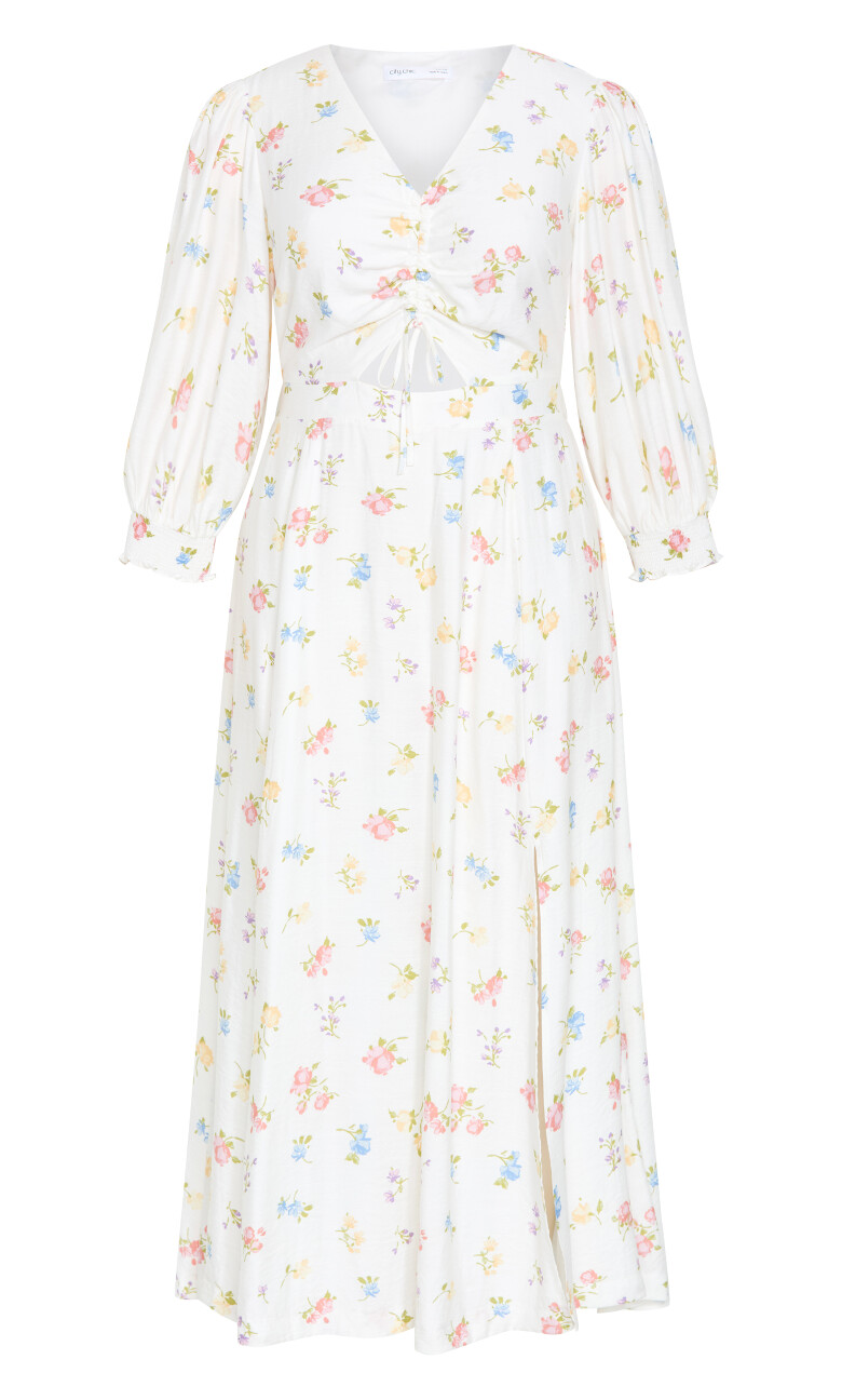 Jolene Floral Print Maxi Dress - ivory