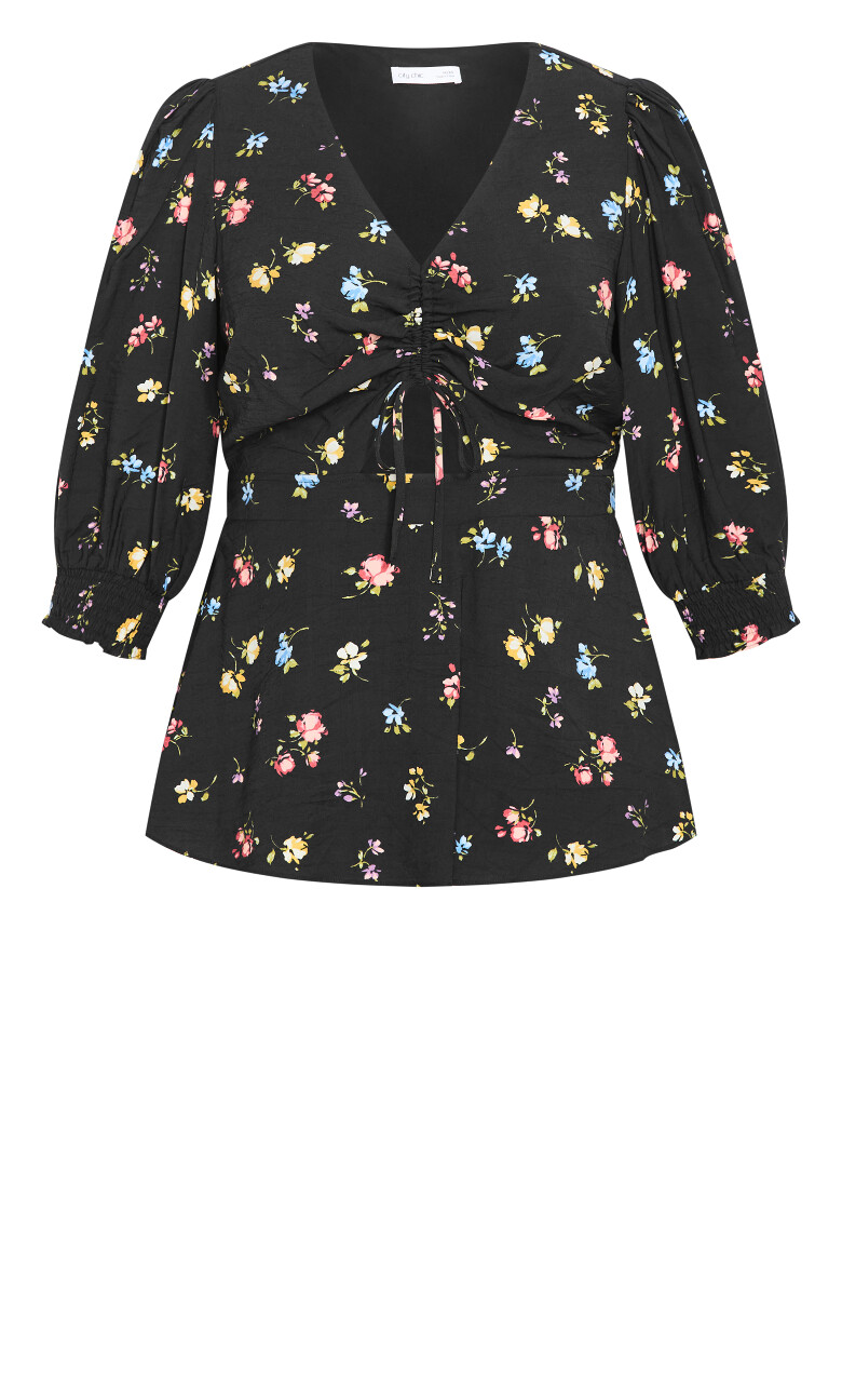 Tayla Floral Print Top - black