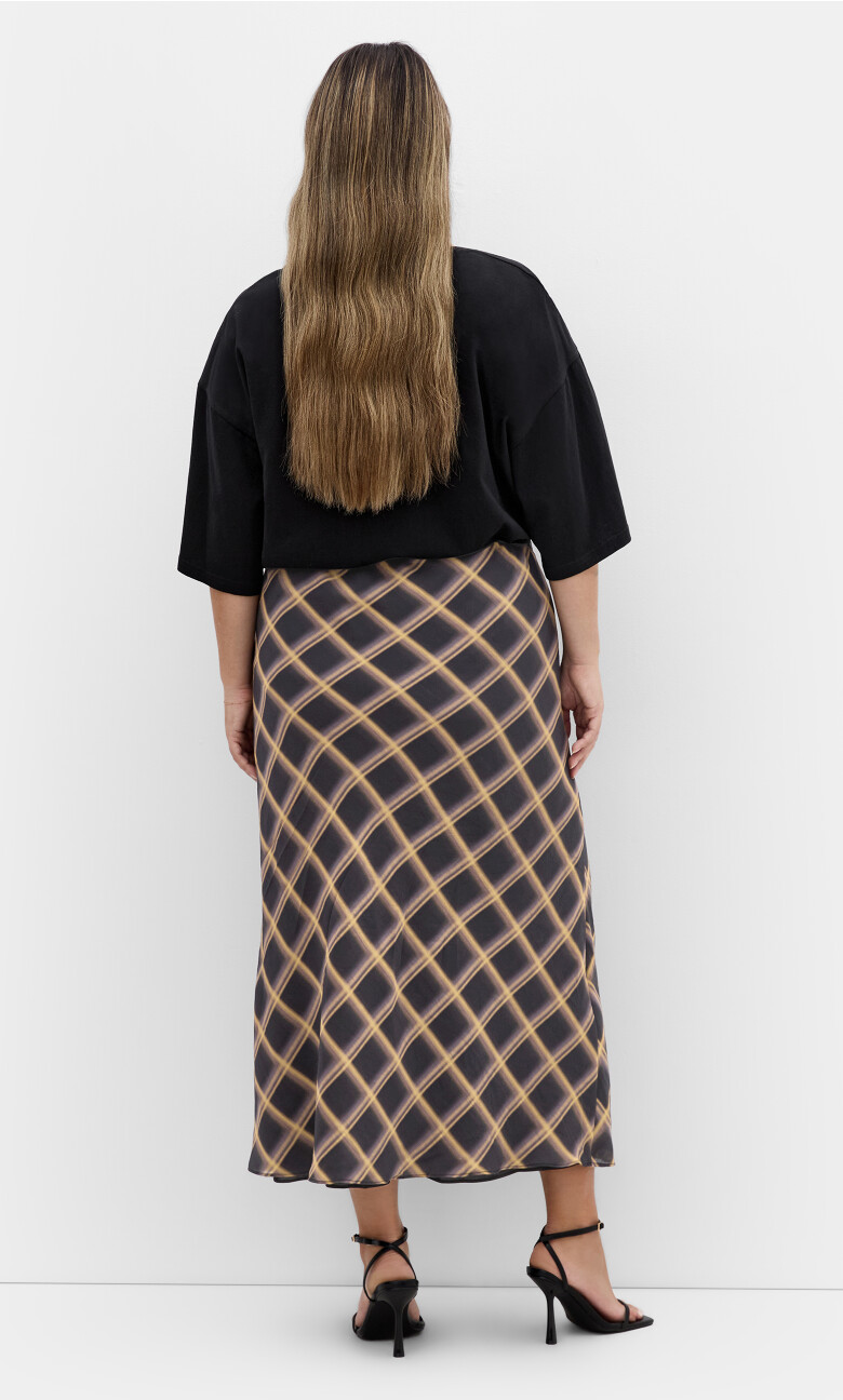Kyra Print Midi Skirt - dark charcoal