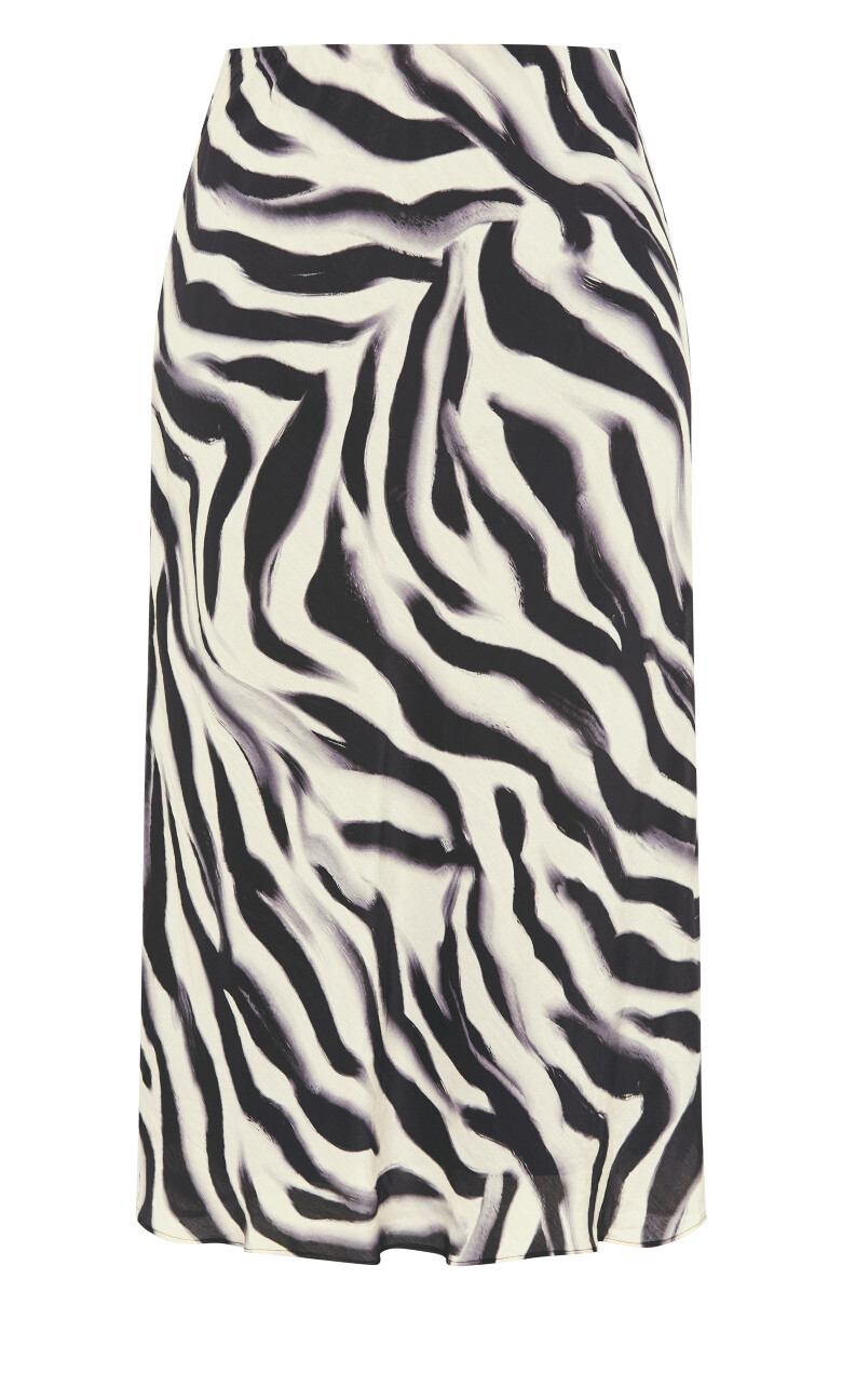 Kyra Zebra Print Midi Skirt - black