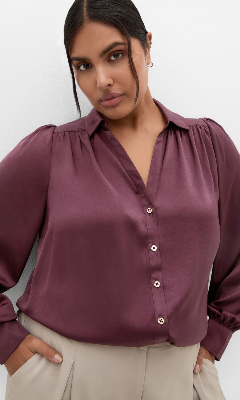 Plus Size Hadlee Shirt - deep raisin