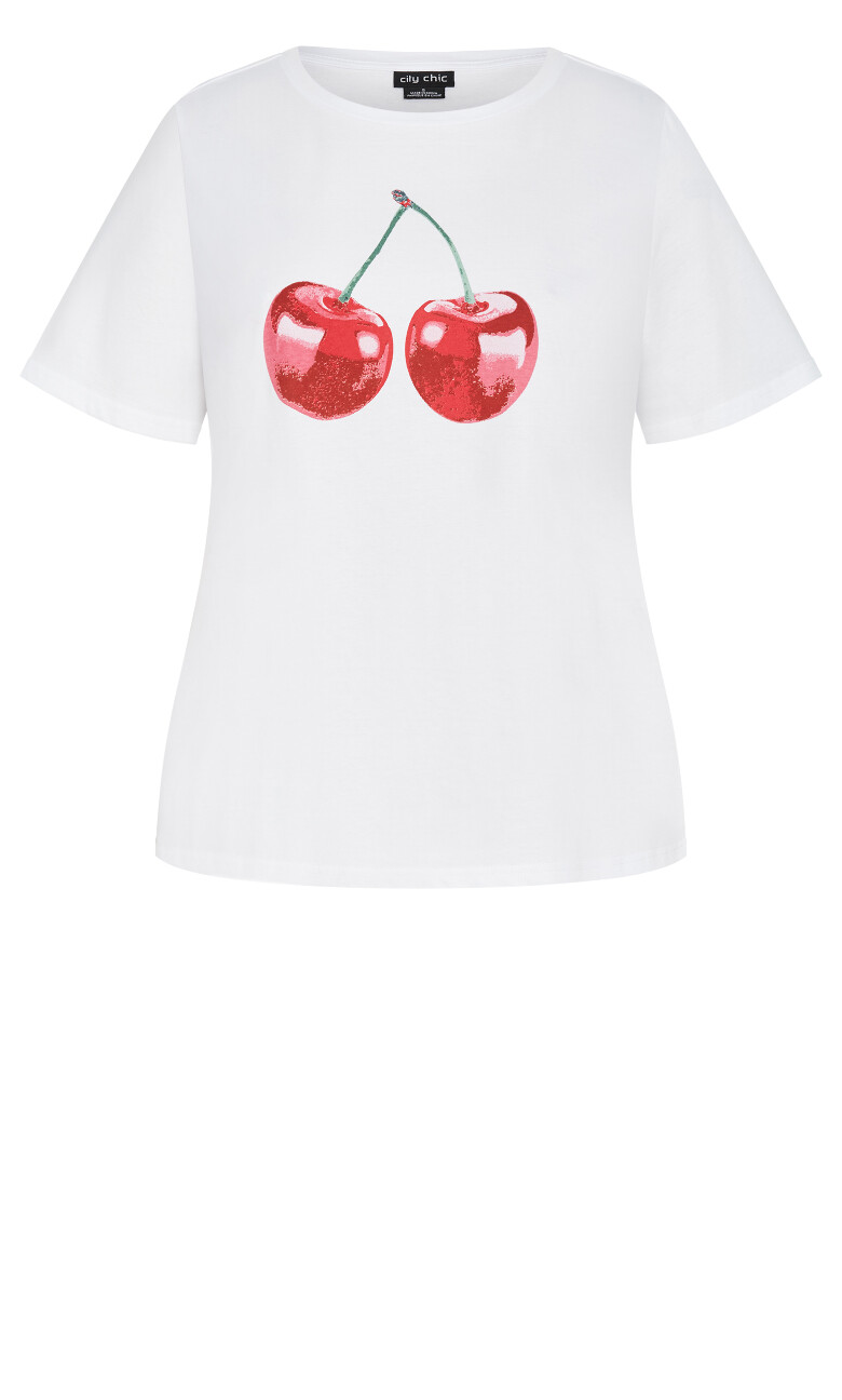 Bianca Cherry Cotton Tee - white
