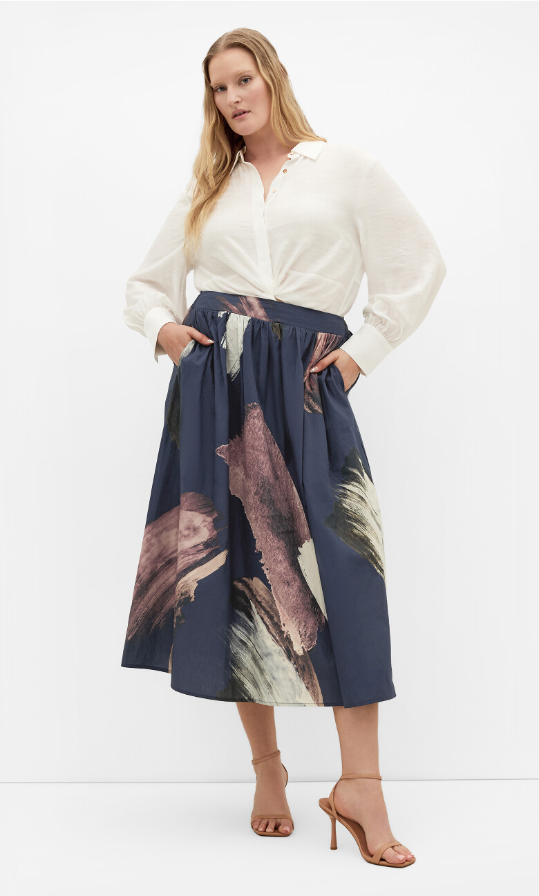 Alisha Print Skirt - navy