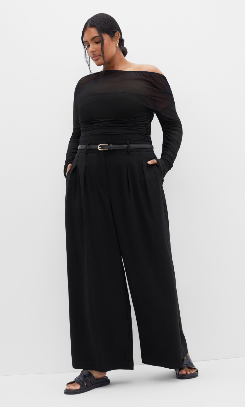 Abbie Wide Leg Pant - black