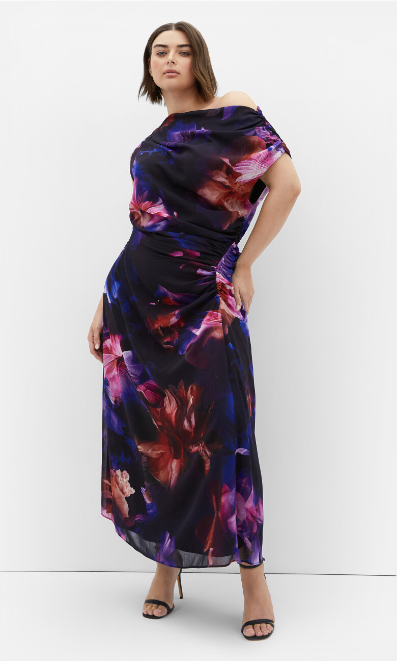 Plus Size Vivid Floral Maxi Dress - multi