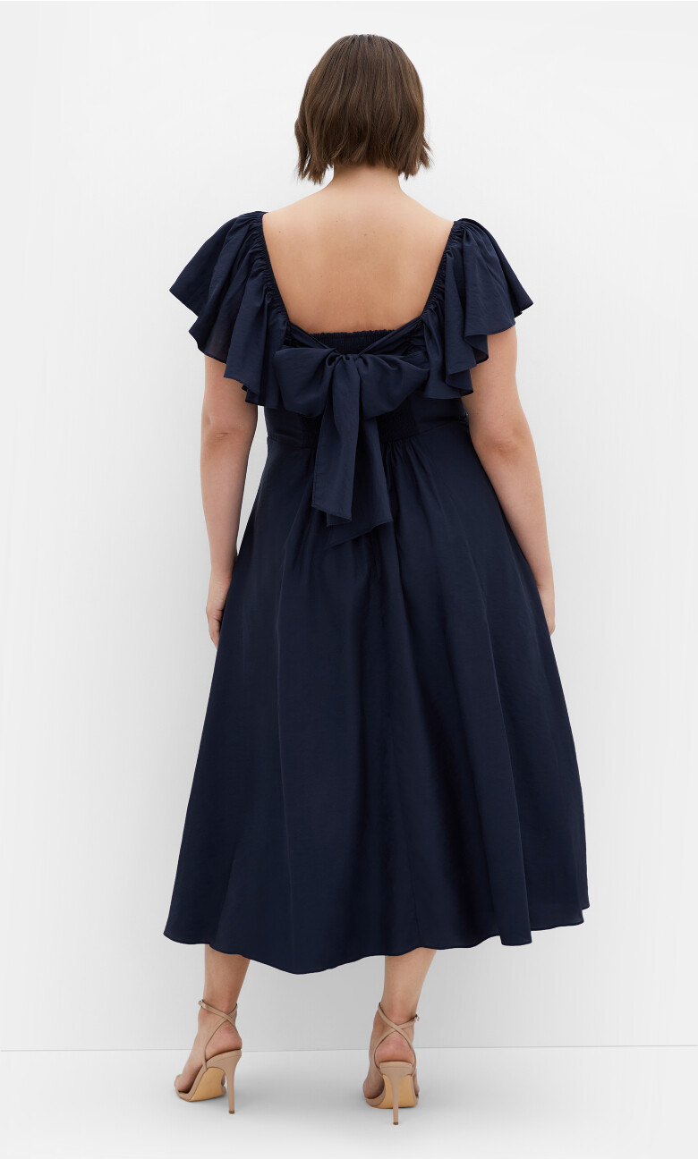 Alisia Tie-Back Midi Dress - french navy