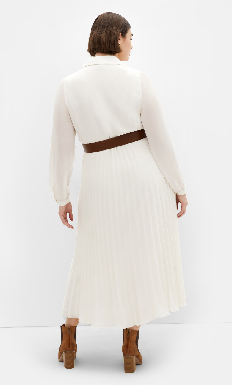 Honey Lane Pleat Midi Dress - milk