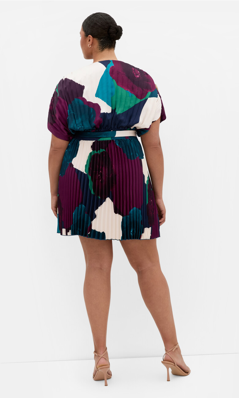 Hailey Abstract Print Pleat Mini Dress - multi