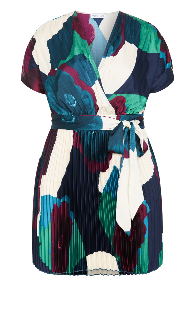 Hailey Abstract Print Pleat Mini Dress - multi