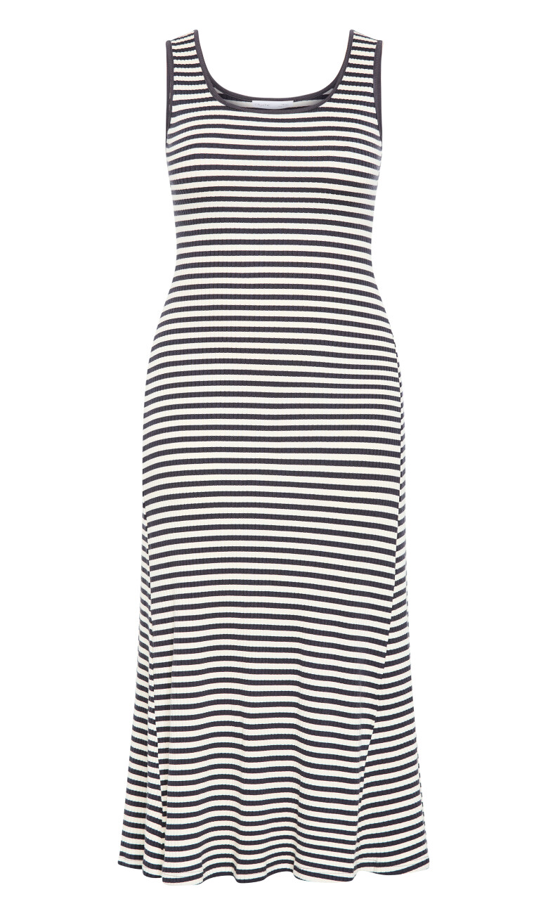 Remi Stripe Maxi Dress - charcoal