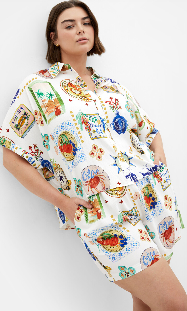 Capria Print Shirt - ivory