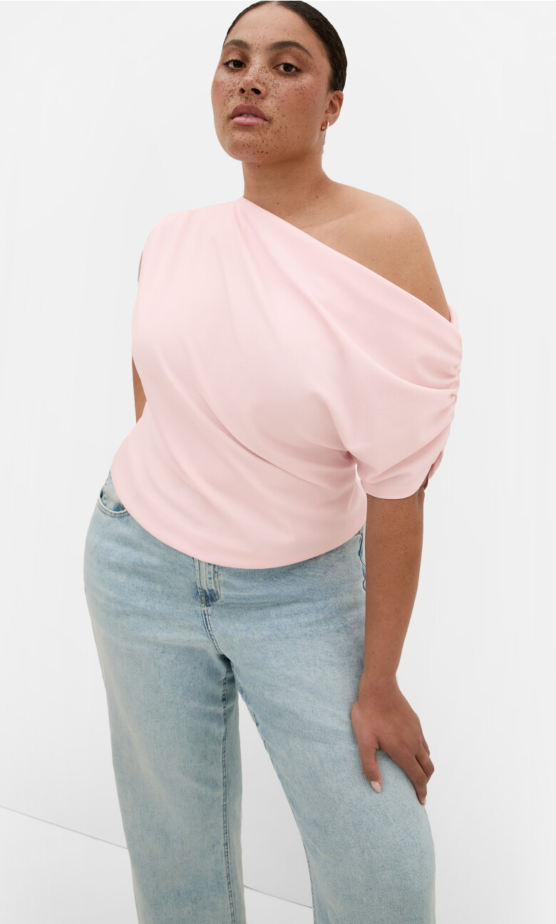 Plus Size Imani Off Shoulder Top - heavenly pink