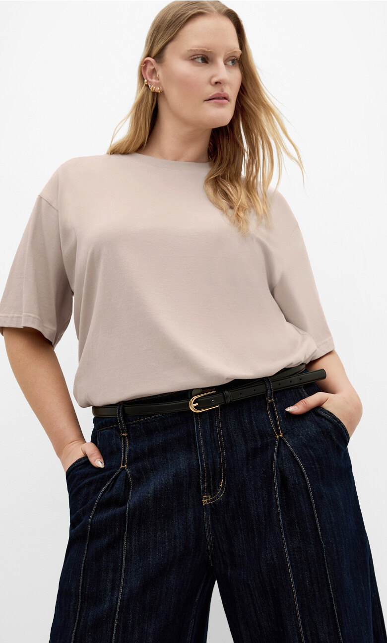 Relaxed Crew Neck Tee - latte