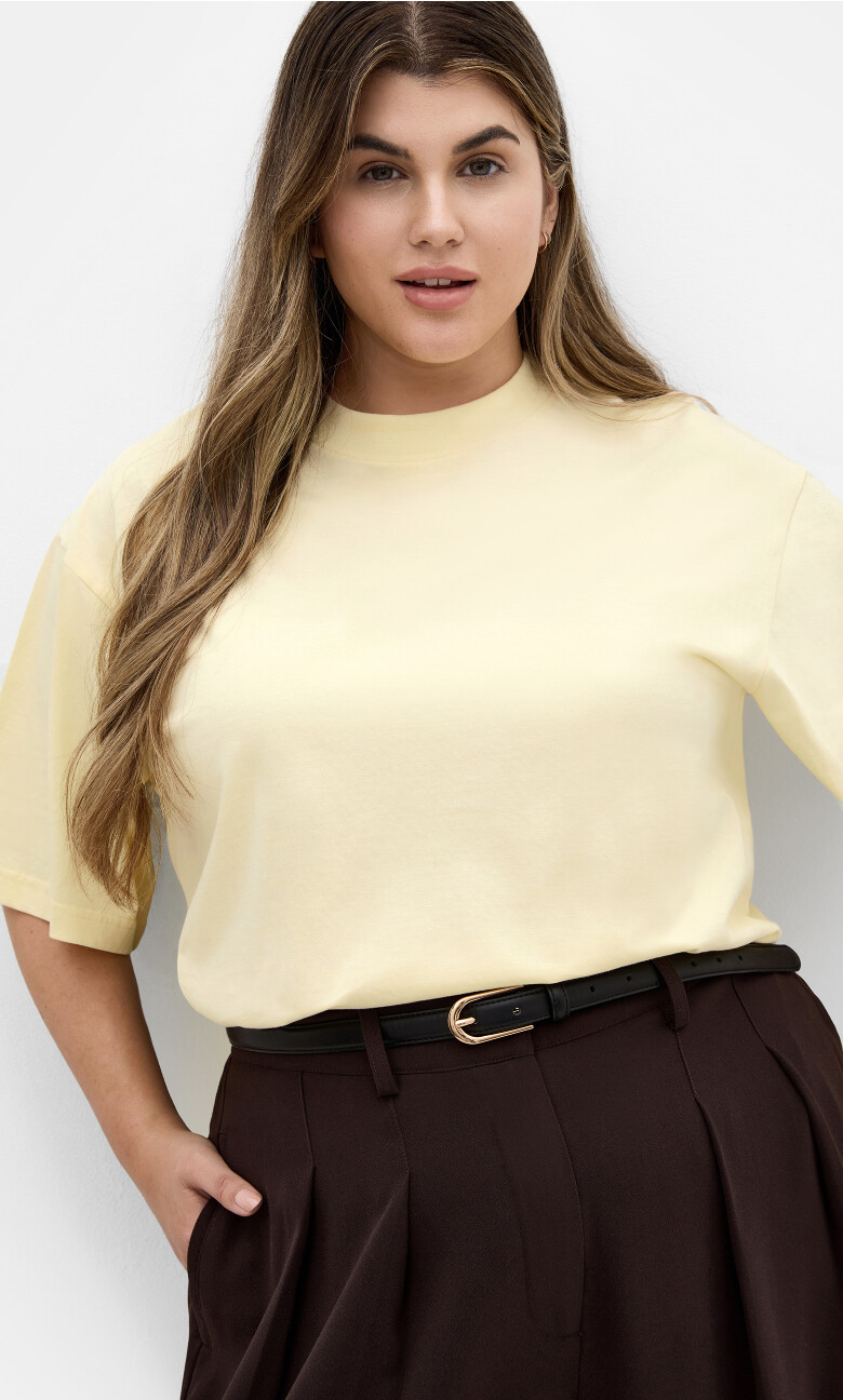 Relaxed Crew Neck Tee - lemon