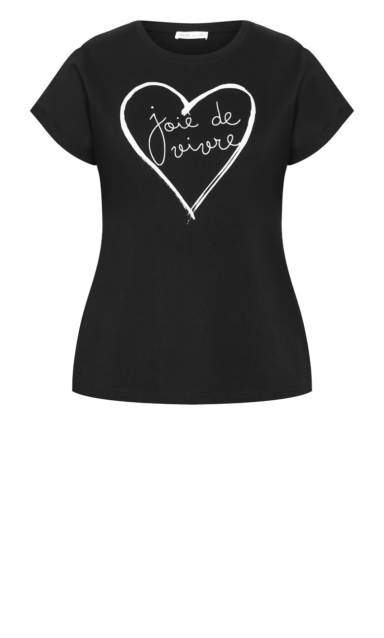 Cuffed Sleeve Love Me Tee - black