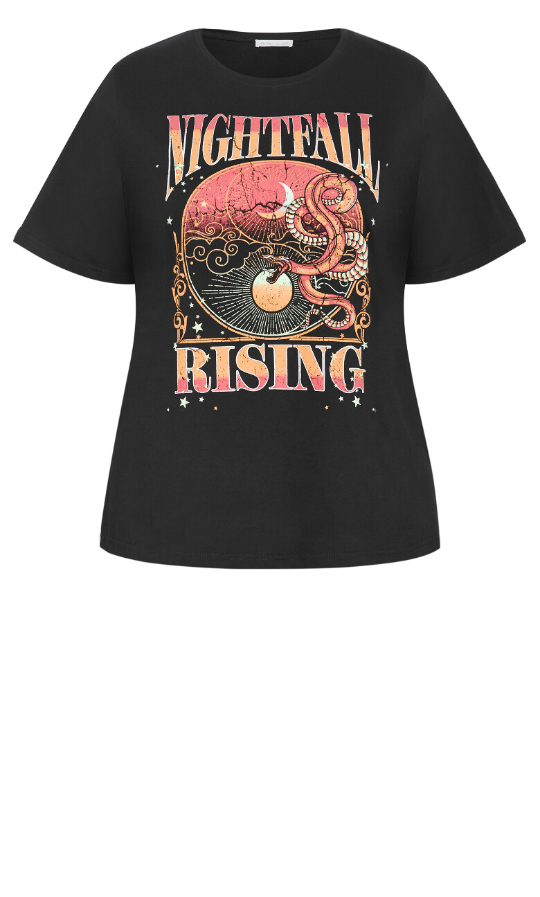 Curved Hem Red Nightfall Tee - black