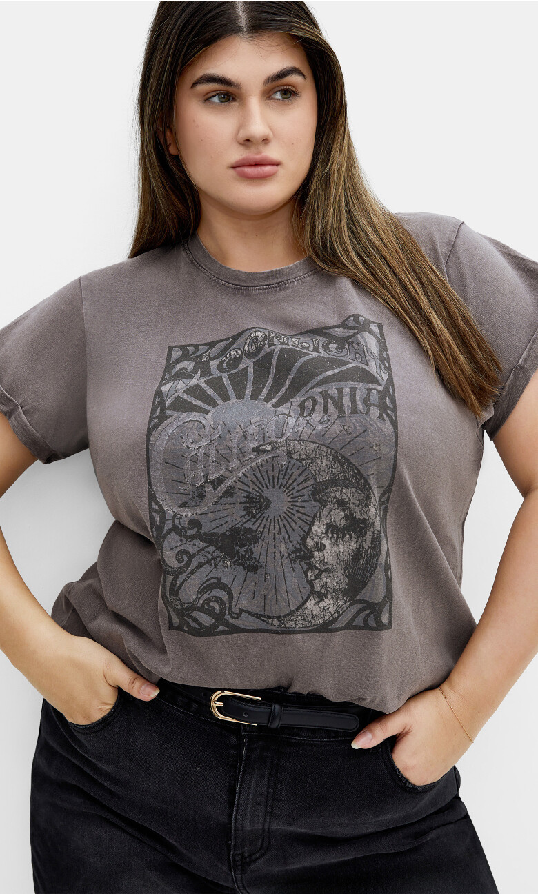 Moonlight Cuff Tee - grey wash