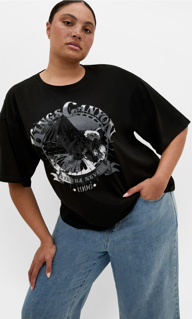 Plus Size TEE OVERSIZED - Blk Kings Canyon