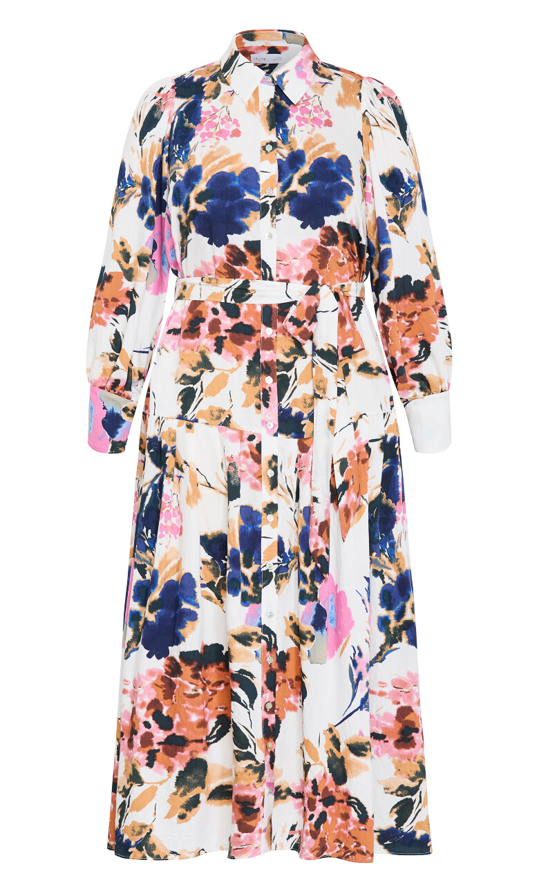 Ezra Print Maxi Dress - ivory