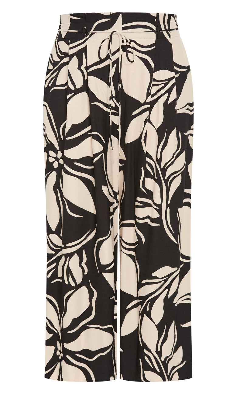 Bella Wide Leg Print Pant - black
