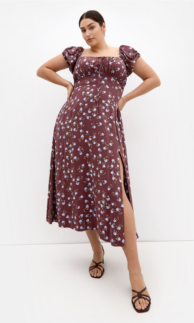 Abbie Print Maxi Dress - cocoa