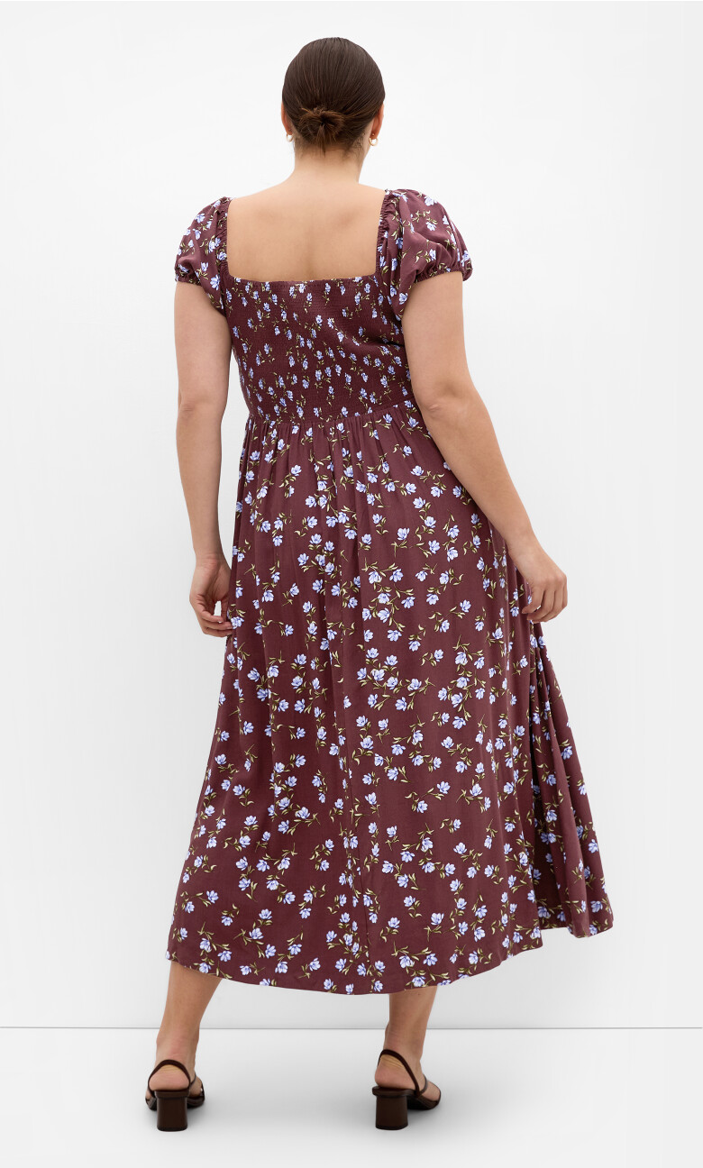 Abbie Print Maxi Dress - cocoa