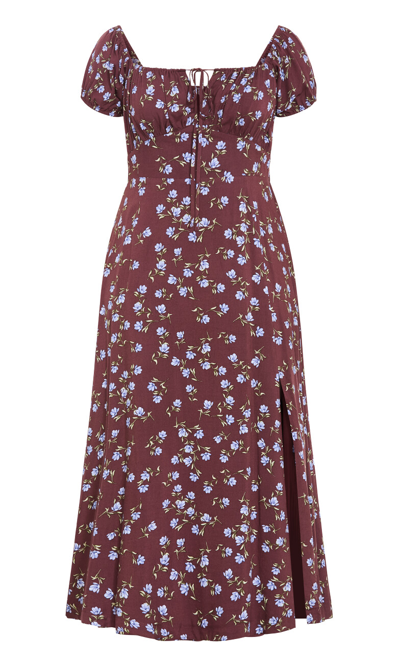 Abbie Print Maxi Dress - cocoa