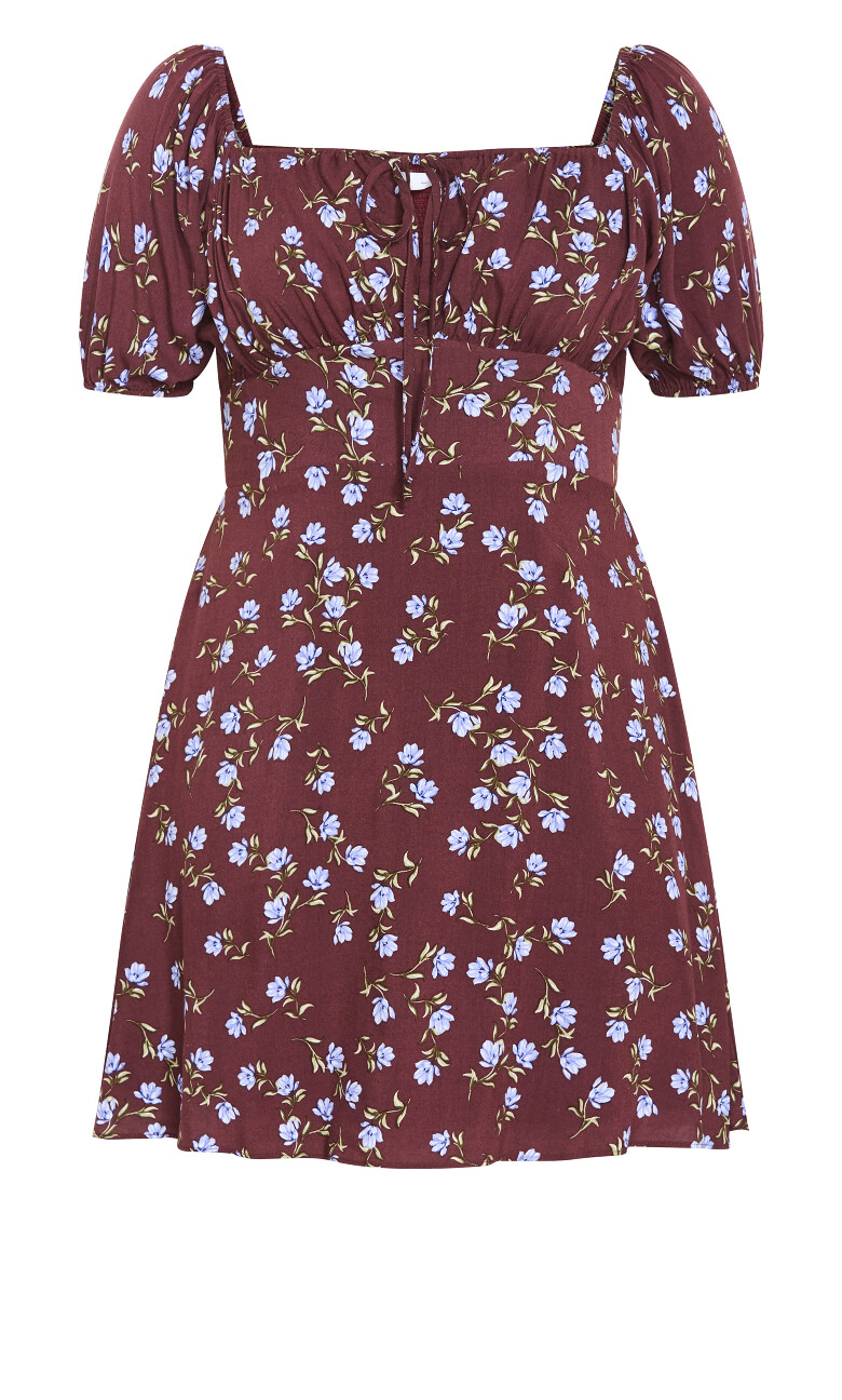 Abbie Short Sleeve Print Mini Dress - cocoa