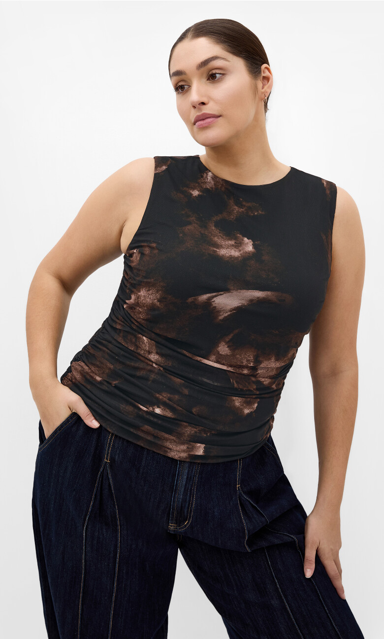 Plus Size Top Lidia Prt - Mocha Mist