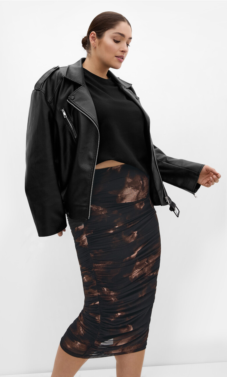 Plus Size Skirt Livia Prt - Mocha Mist