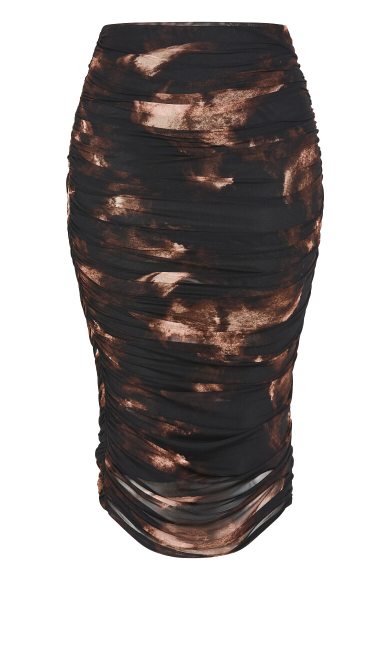Livia Ruched Print Skirt - dark chocolate