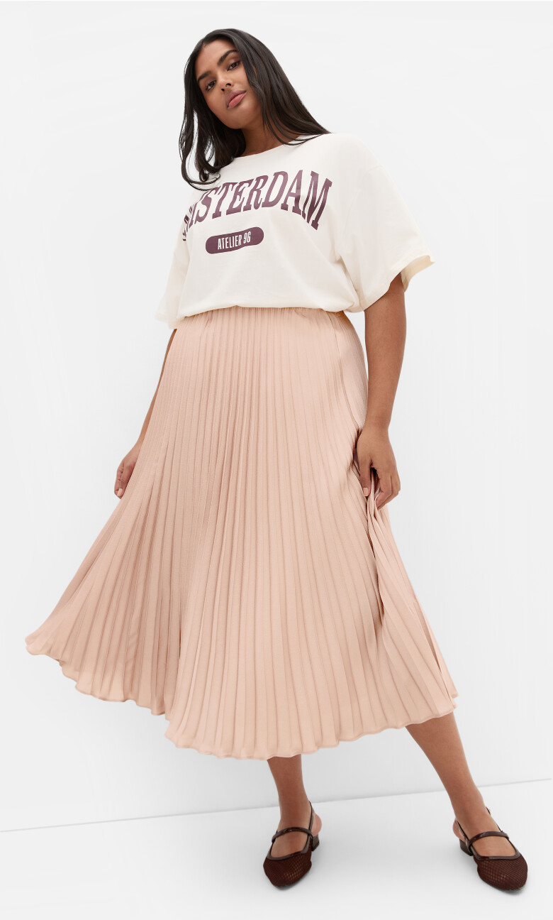 Plus Size Selena Pleat Skirt - rose gold